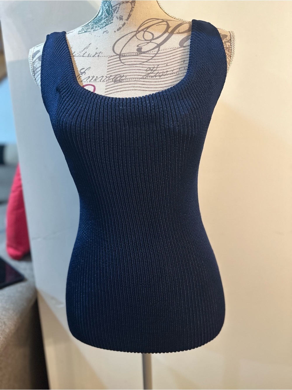 Ann Taylor Navy Ribbed Scoop Neck Tank